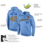 Custom Name Number Sports Hoodie Light Blue Old Gold-Royal Stitched Pullover Sweatshirt for Teams Personalized Stitched Light