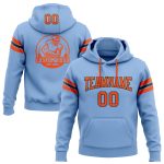 Custom Light Blue Orange Black Football Hoodie Sweatshirt with Stitched Name and Number - Personalized Team Pullover Personalized