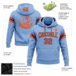 Custom Light Blue Orange Black Football Hoodie Sweatshirt with Stitched Name and Number - Personalized Team Pullover Personalized