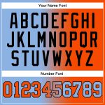 Custom Name and Number Pullover Hoodie - Personalized Light Blue Orange-Black Gradient Sports Sweatshirt Personalized Stitched
