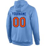 Personalized Team Hoodie with Custom Name and Number - Light Blue Orange-Royal Sports Pullover Sweatshirt Personalized Stitched
