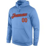 Personalized Team Hoodie with Custom Name and Number - Light Blue Orange-Royal Sports Pullover Sweatshirt Personalized Stitched