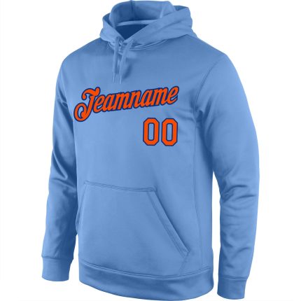 Personalized Team Hoodie with Custom Name and Number - Light Blue Orange-Royal Sports Pullover Sweatshirt Personalized Stitched