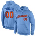Personalized Team Hoodie with Custom Name and Number - Light Blue Orange-Royal Sports Pullover Sweatshirt Personalized Stitched