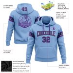 Custom Name and Number Football Hoodie Sweatshirt - Personalized Light Blue Purple-Black Pullover Personalized Stitched Light