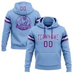 Custom Name and Number Football Hoodie Sweatshirt - Personalized Light Blue Purple-White Stitched Pullover Personalized Stitched
