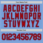 Custom Team Hoodie with Personalized Name & Number - Light Blue Red-Navy Stitched Sports Pullover Sweatshirt Personalized