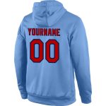 Custom Team Hoodie with Personalized Name & Number - Light Blue Red-Navy Stitched Sports Pullover Sweatshirt Personalized
