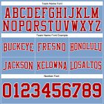 Customizable Team Hoodie with Personalized Name and Number - Light Blue Red-White Football Pullover Sweatshirt Personalized
