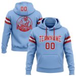 Customizable Team Hoodie with Personalized Name and Number - Light Blue Red-White Football Pullover Sweatshirt Personalized