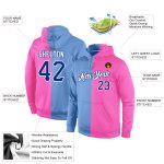 Custom Name Number Sports Hoodie Light Blue Royal Pink Pullover Sweatshirt Fashion Split Design Personalized Stitched Light