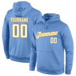 Light Blue White-Gold Personalized Sports Hoodie Pullover Sweatshirt For Men and Women Personalized Stitched Light Blue White-Gold