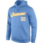 Light Blue White-Gold Personalized Sports Hoodie Pullover Sweatshirt For Men and Women Personalized Stitched Light Blue White-Gold