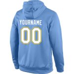 Custom Name Number Light Blue White-Gold Sports Hoodie Personalized Stitched Pullover Sweatshirt Personalized Stitched Light