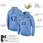 Custom Light Blue White Pinstripe Sports Hoodie with Name & Number - Stitched Royal-White Pullover Sweatshirt Personalized