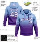 Custom Name Number Sports Hoodie Light Blue White Purple Fade Pullover Sweatshirt Fashion Personalized Stitched Light Blue