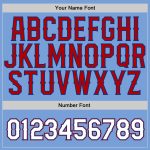 Custom Name Number Sports Hoodie Light Blue White Red Pullover Sweatshirt - Personalized Team Apparel Personalized Stitched