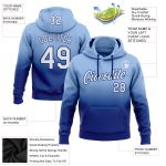 Personalized Light Blue White-Royal Fade Hoodie | Fashion Sports Pullover Sweatshirt Personalized Stitched Light Blue White-Royal