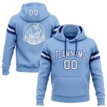 Custom Name Number Football Hoodie Light Blue White-Royal Stitched Pullover Sweatshirt Personalized Stitched Light Blue White-Royal