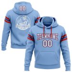 Custom Team Name Number Hoodie Sweatshirt Light Blue White Royal-Red Stitched Football Pullover Personalized Stitched Light