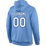 Custom Team Name and Number Pullover Hoodie Sports Sweatshirt Light Blue White-Royal Stitched Design Personalized Stitched