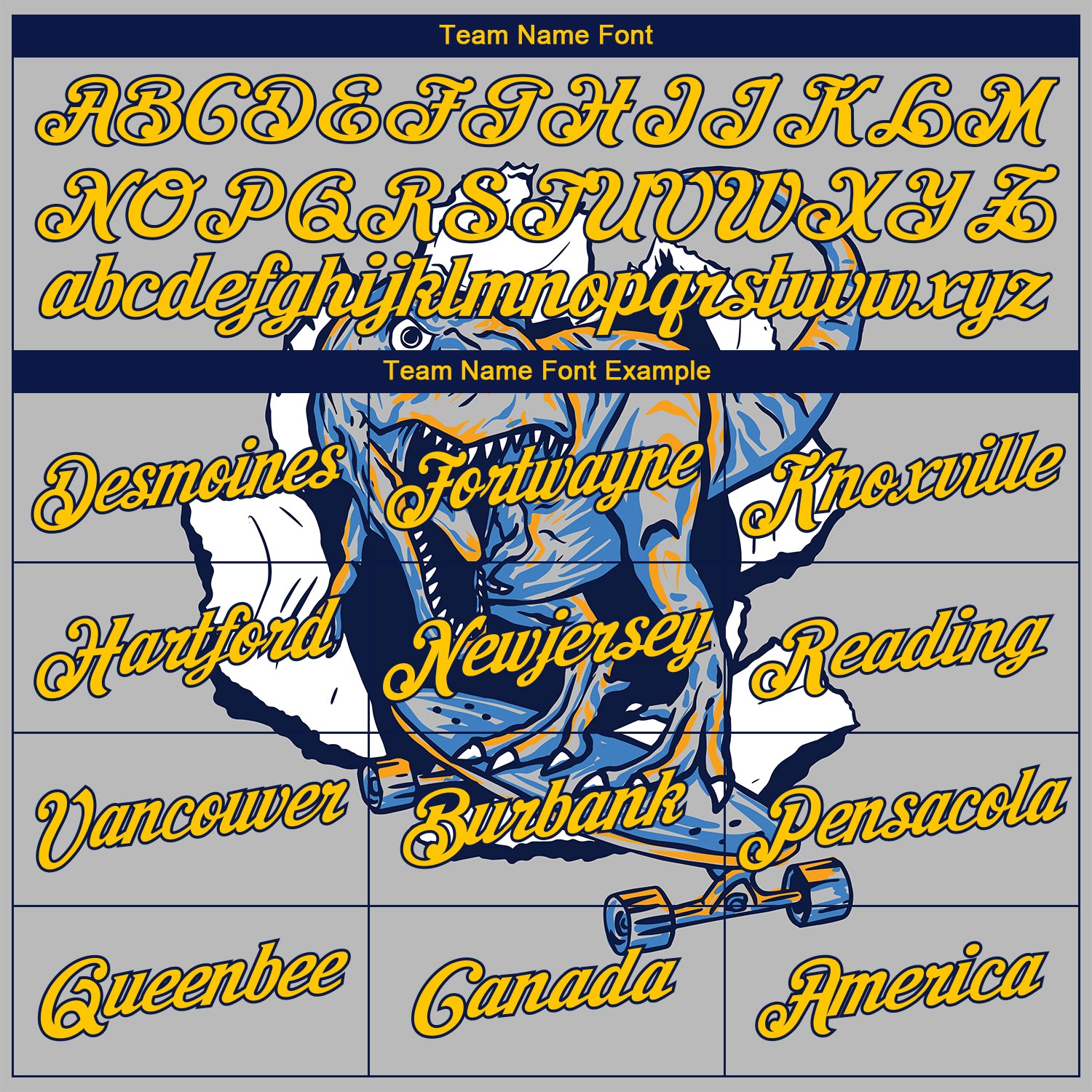 Personalized Stitched Light Gray Yellow-Navy 3D Pattern Design Dinosaur Sports Pullover Sweatshirt Hoodie Team Custom Name and Number Custom Dinosaur Sports Hoodie - Personalized Light Gray Yellow-Navy 3D Pullover Sweatshirt with Team Name & Number Personalized - Image 3