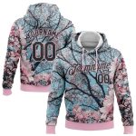 Custom Light Pink Cherry Blossom 3D Pattern Hoodie with Stitched Name & Number - Sports Pullover Sweatshirt Personalized