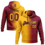 Custom Name and Number Hoodie - Maroon Gold-Black Gradient Fashion Sports Pullover Sweatshirt Personalized Stitched Maroon