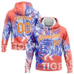 Custom Name and Number Hoodie - Personalized 3D Pink Tiger Sports Sweatshirt with Bay Orange-White Design Personalized Stitched