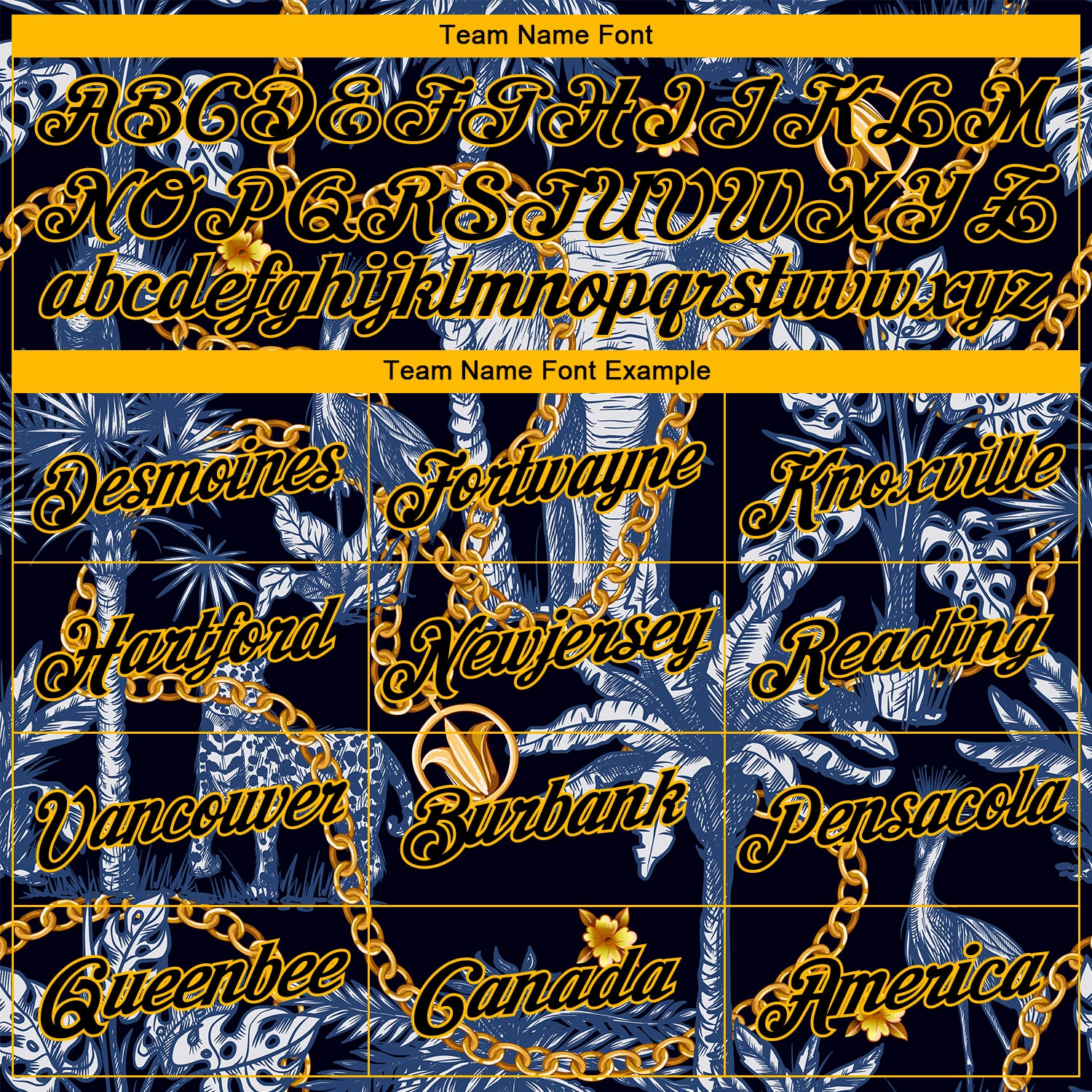 Personalized Stitched Navy Black-Gold 3D Pattern Design Elephant And Tropical Palm Tree Sports Pullover Sweatshirt Hoodie Team Custom Name and Number Custom Name & Number Sports Hoodie for Men, Personalized 3D Pattern Design with Elephant & Tropical Palm Tree in Navy Black-Gold - Image 3
