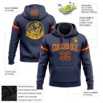 Custom Navy Crimson-Gold Football Hoodie with Stitched Name & Number | Personalized Pullover Sweatshirt Personalized Stitched