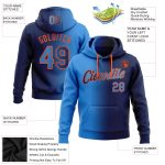 Custom Name and Number Sports Hoodie Sweatshirt - Personalized Navy Electric Blue-Orange Gradient Pullover Personalized Stitched
