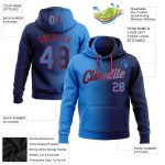 Custom Name Number Hoodie Sweatshirt, Personalized Stitched Navy Electric Blue Red Gradient Fashion Sports Pullover Personalized
