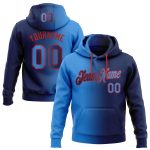 Custom Name Number Hoodie Sweatshirt, Personalized Stitched Navy Electric Blue Red Gradient Fashion Sports Pullover Personalized