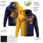 Custom Team Hoodie with Personalized Name & Number - Navy Gold-Red Gradient Sports Pullover Sweatshirt Personalized Stitched