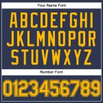 Personalized Navy Gold Sports Hoodie Pullover Sweatshirt for Men and Women Personalized Stitched Navy Gold Sports Pullover