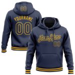 Custom Team Hoodie with Personalized Name and Number - Stitched Navy Gold Sports Pullover Sweatshirt Personalized Stitched