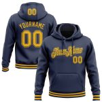 Personalized Navy Gold Sports Hoodie Pullover Sweatshirt for Men and Women Personalized Stitched Navy Gold Sports Pullover
