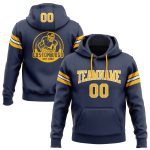 Custom Name Number Navy Gold White Football Hoodie Pullover Sweatshirt - Personalized Team Apparel Personalized Stitched