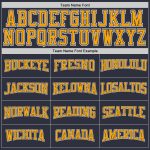Personalized Navy Gold White Sports Hoodie Sweatshirt Pullover - Custom Stitched Apparel Personalized Stitched Navy Gold-White