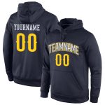 Custom Name Number Sports Hoodie Sweatshirt - Personalized Navy Gold-White Pullover for Team Wear Personalized Stitched Navy