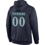 Custom Name and Number Sports Hoodie Pullover Sweatshirt - Personalized Navy Gray-Aqua Design Personalized Stitched Navy