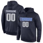 Custom Name Number Hoodie Pullover Sweatshirt for Sports Team in Navy Gray-Blue, Personalized Stitched Design Personalized