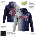 Custom Team Hoodie with Personalized Name & Number, Navy Gray Red Gradient Fashion Sports Pullover Sweatshirt Personalized