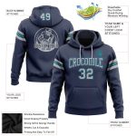 Custom Name and Number Football Hoodie Sweatshirt - Personalized Stitched Navy Gray-Teal Pullover Personalized Stitched Navy
