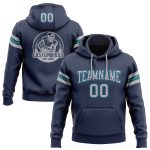 Custom Name and Number Football Hoodie Sweatshirt - Personalized Stitched Navy Gray-Teal Pullover Personalized Stitched Navy