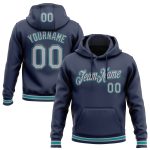 Custom Navy Gray-Teal Sports Pullover Hoodie with Personalized Name & Number - Stitched Sweatshirt Personalized Stitched