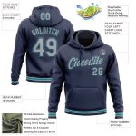 Custom Navy Gray-Teal Sports Pullover Hoodie with Personalized Name & Number - Stitched Sweatshirt Personalized Stitched