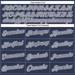 Personalized Navy Gray White Sports Hoodie Stitched Pullover Sweatshirt for Men and Women Personalized Stitched Navy Gray-White