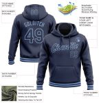 Personalized Navy Light Blue Sports Hoodie Sweatshirt Pullover - Custom Stitched Design Personalized Stitched Navy Light